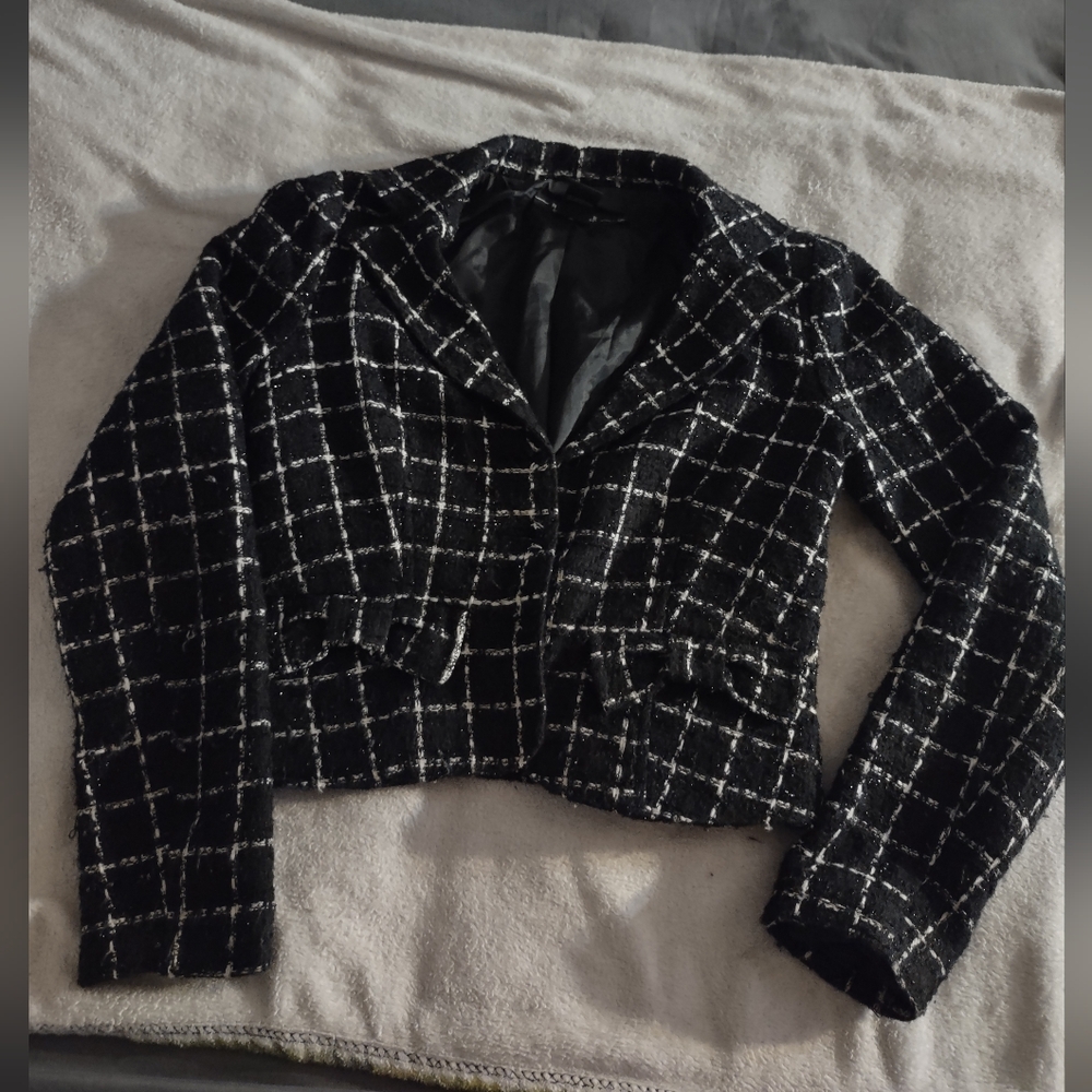 Vintage Rampage Chic Black & White Gingham Print Fited Blazer/Size Small (Women)